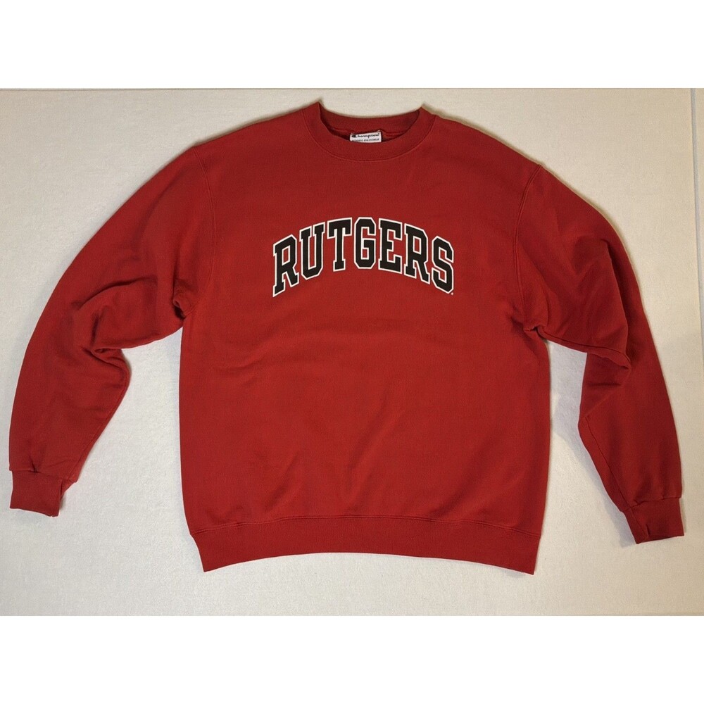 Champion Rutgers University Crewneck Sweatshirt Red Spell-out Men’s Sz. Large